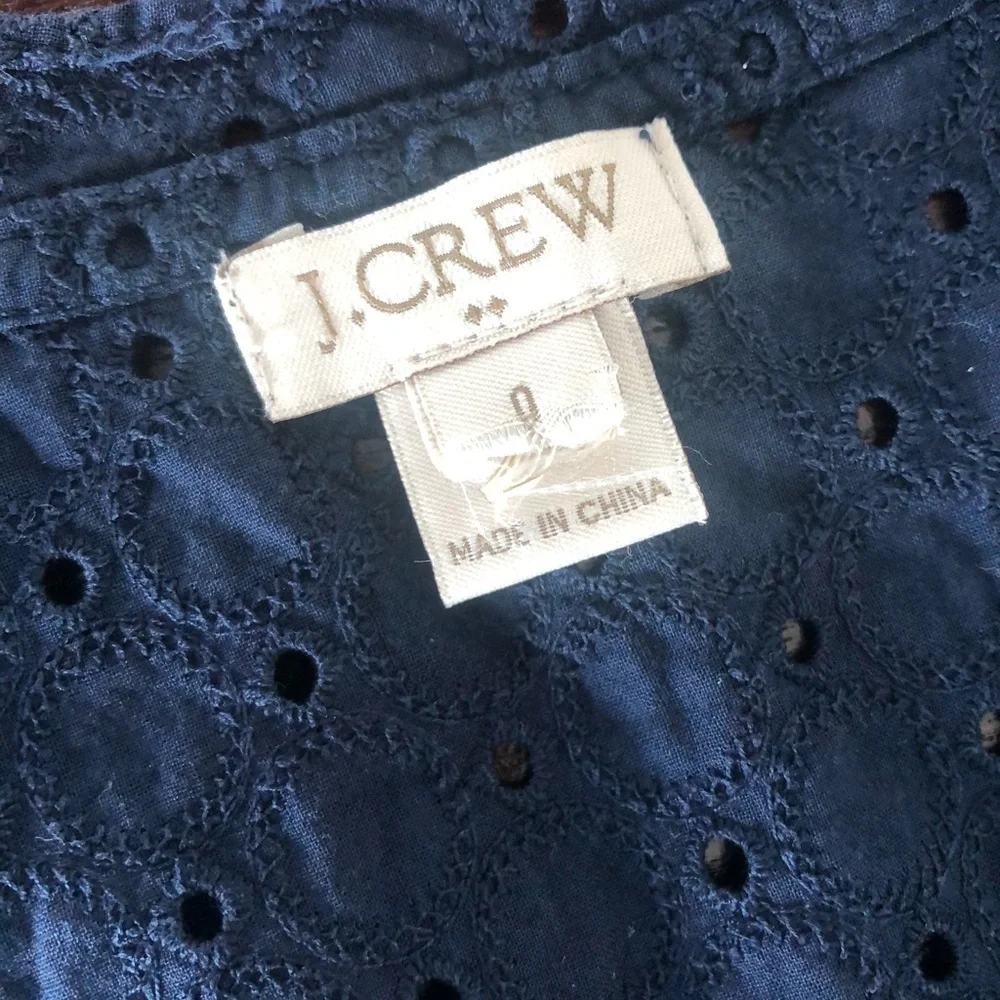J. Crew Circles Eyelet Top on Navy Blue Top